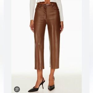Aritzia Wilfred Free The Melina Cropped Pant Faux Leather Brown